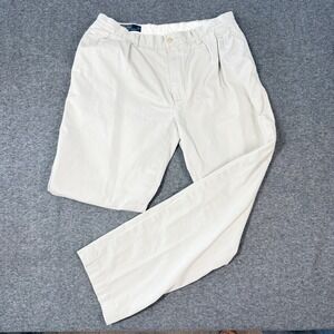 Polo Ralph Lauren Mens Pleated Chino Pants Khaki Tan Cotton 35x32 Classic Fit